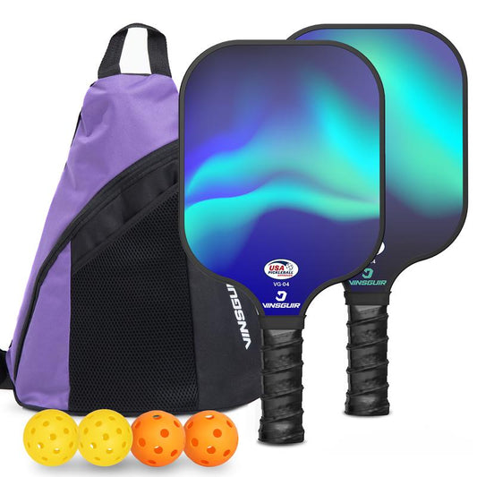 VINSGUIR Pickleball Paddle Set, Aurora Wave - 2 Paddles/Rackets + 4 Pickleballs+ 1 Carry Bag, USAPA Approved, 7.8Oz