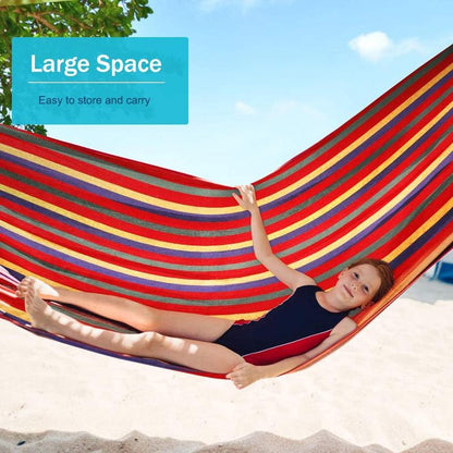 Camping Hammock 550Lb Upgraded Thickened 320G Canvas Fabric Single Hammocks with Two anti Roll Balance Beam and Sturdy Metal Knot Tree Straps for Camping, Patio, Backyard, Outdoor